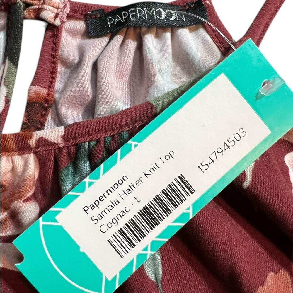 Papermoon- Stitch Fix. NWT. Floral Halter Tank Top - Rust Floral - Picture 5 of 8